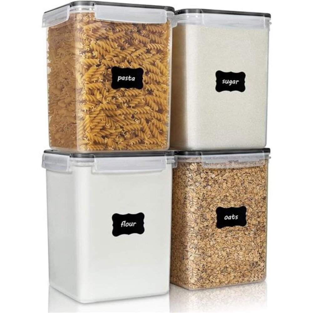 4 PCS Large Food Storage Containers 5.2L / 175oz, 4 Pieces BPA Free Plastic